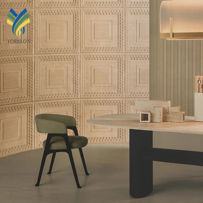 YKTB5011 Modern 3D Foam Wallpapers Waterproof Geometric Matt Acoustic for Living Room Soundproof & Anti-Static for Hotels