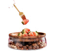 Fruit Plate Creative Double Glass Glazing Nut Plate with Wooden Plate Cover Lid Candy Box Glass Fruit Container