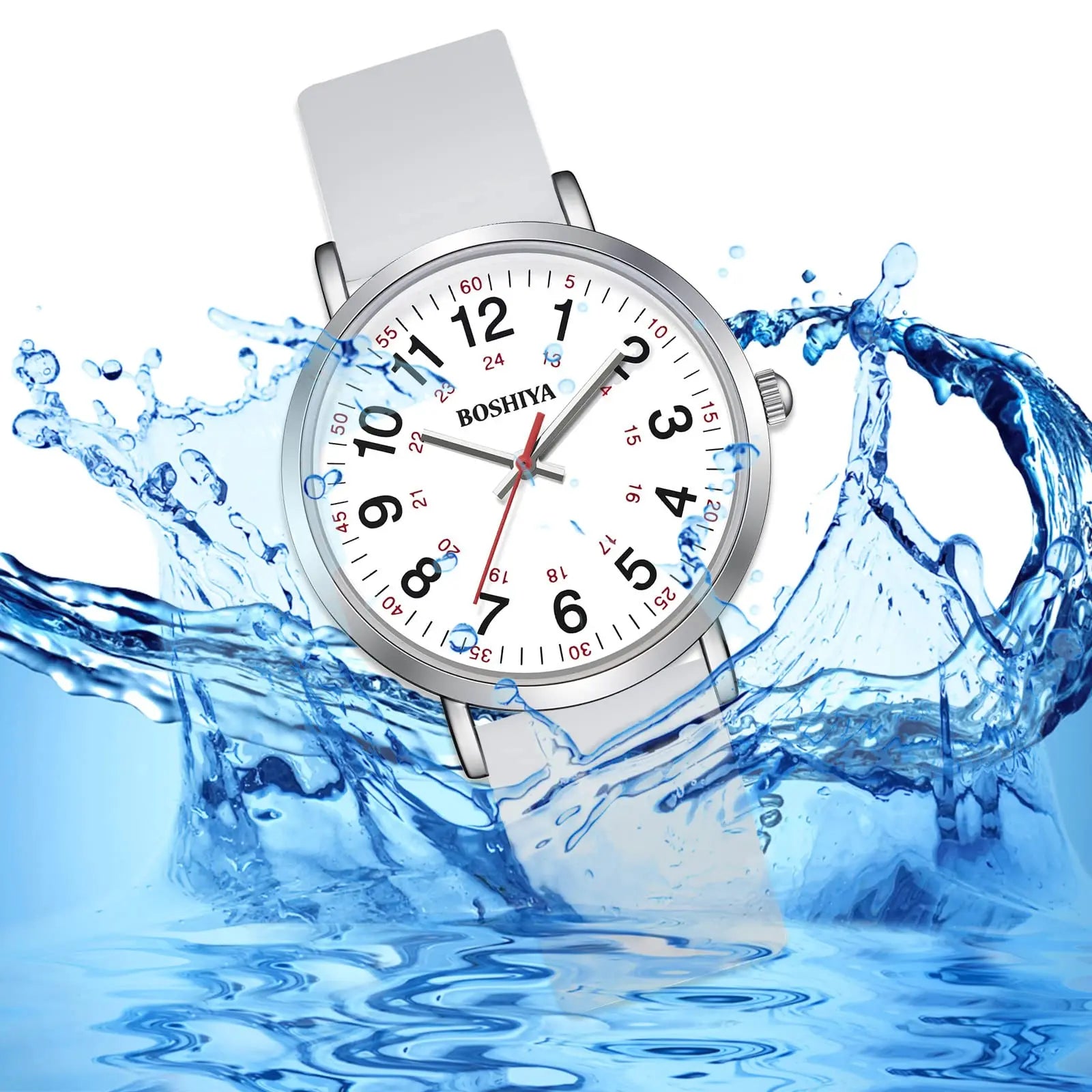 BOSHIYA Fashion Digital Watch Alloy Case for Medical Professionals Students Women Men-Waterproof Easy Read 24 Hour Nurse