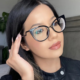 STORY KDD97320 Fashion Anti Blue Light Glasses Ladies Cat Eye Eyeglasses Metal TR90 Frames Optical Eyewear Women