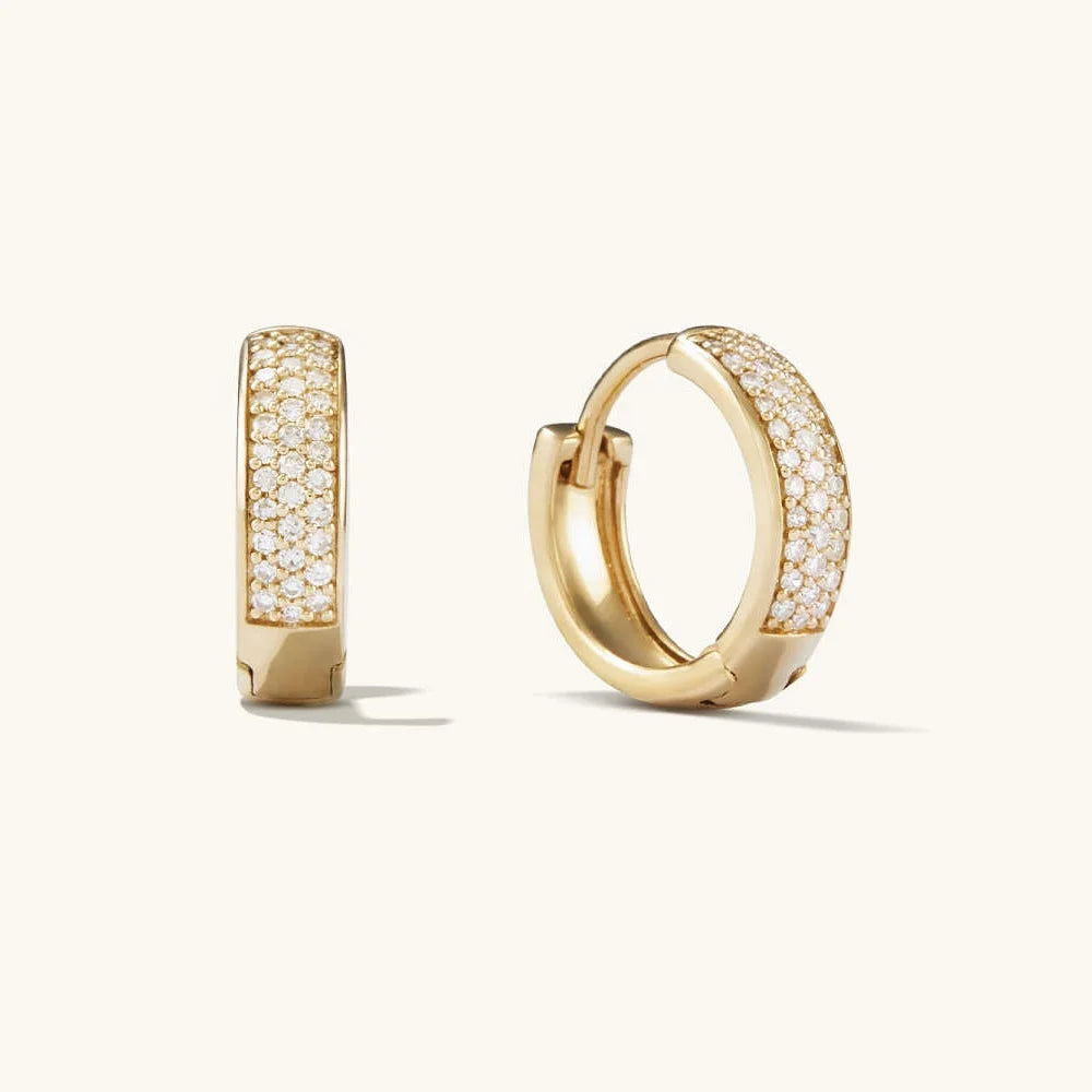 LOZRUNVE 925 Sterling Silver Jewelry Manufacturer Minimalist Elegant Micro Pave Gold Wide Thick Hoop Earring