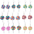 New Design Rainbow Lollipop Dangle Earrings Handmade Colorful Clay Earrings  Cute  Candy Earrings for Girls