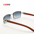 Wholesale Latest Trendy Mens Small Frameless Sunglasses Lentes De Sol Para Mujer Eyeglasses Frame Wood Grain Shades Sunglasses
