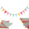 Colorful Reusable Jute Linen Flags Printed Pennant Birthday Bunting Banners Wedding Wall Hanging Garland Sports Decorations
