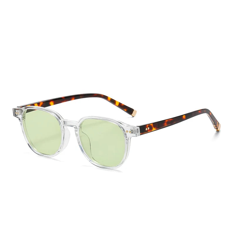 TAC Lenses Plastic Transparent Frame Round Polarized Sunglasses for Men and Women Simple Anti Blue Light Optical Eyeglasses