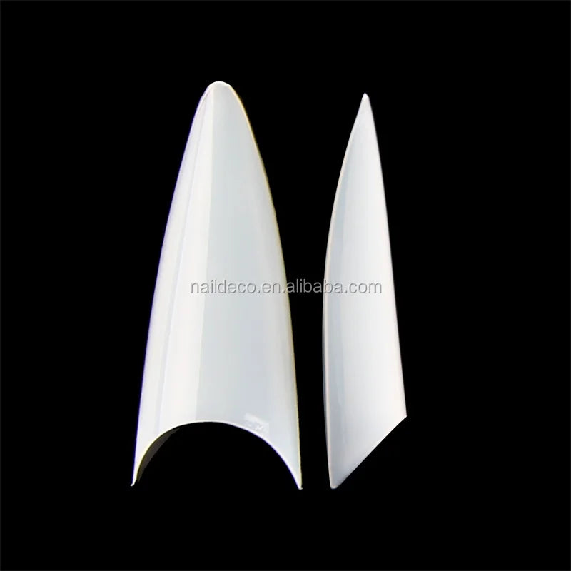 Strong Acrylic Fake Nail Tip Stiletto shape Long Length Half Cover Fingernail Art PP box package 504pcs