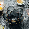 New Cherry Blossoms Seasoning Plate Small Glass Dish Nodic Gold Inlay Sauce Bowl for Ice Cream Fruit Sala Kitchen Supplies