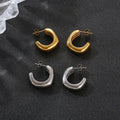 Irregular Geometric Gold Silver Color Round Circle C Shape Earrings for Women Vintage Metal Statement Aesthetic Earring