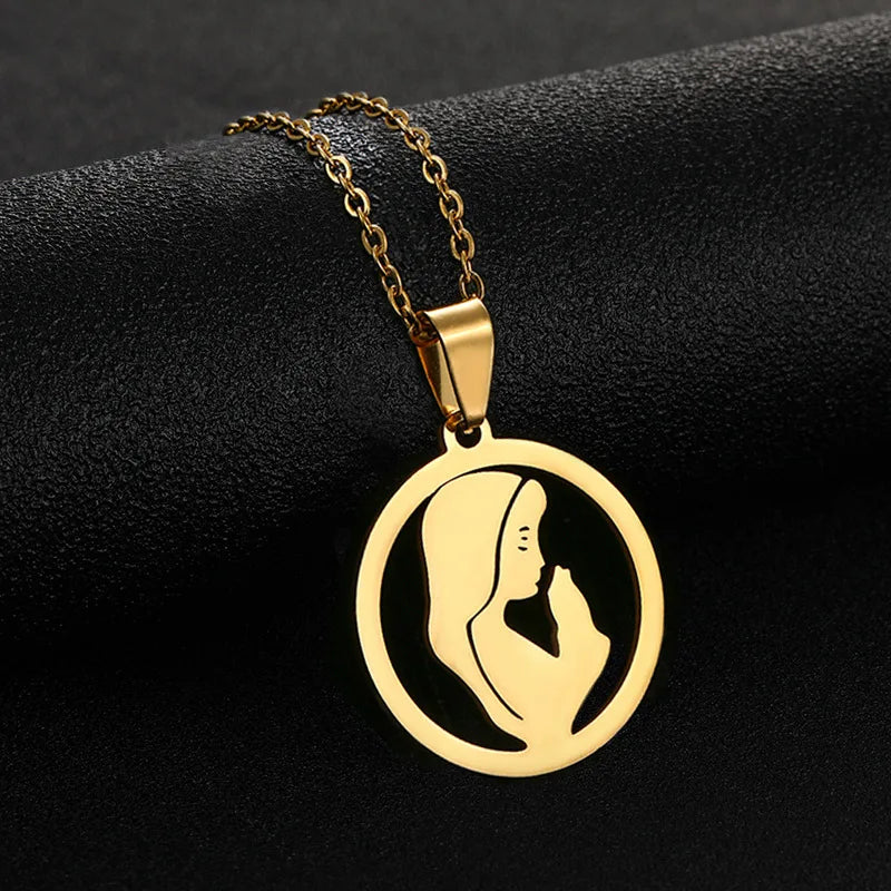 Non Tarnish 18K Gold Plated Stainless Steel Holy Virgin Mary Necklace for Women Girls Religious Faith Jewelry Gift Wholesale