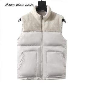 Men's Reversible Winter Vest Stand Collar Warm Waistcoat Zipper Sleeveless Bubble Puffer Jacket Windproof Masculino Gilet