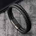 Fashion Men's Leather Bracelet Personality  Versatile Leather Bracelet Stainless Steel Bracelet