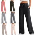 Spring Summer Women Casual Pants High Waist Pocketed Solid Color Lady Long Straight Sports Trousers