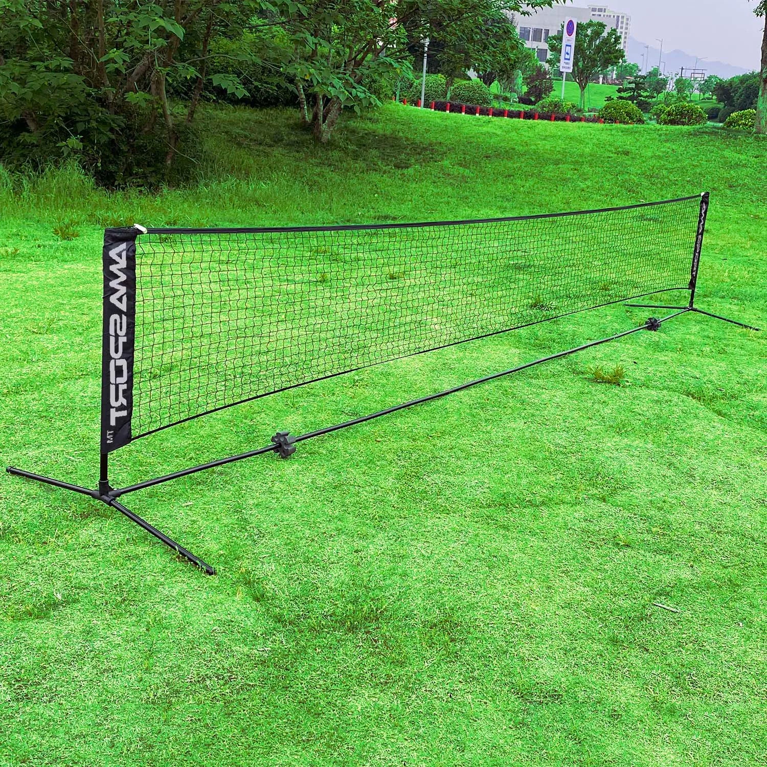 Best Quality Adjustable Collapsible Badminton Net Stand Poles with Steel Tube and Nylon Net-AMA SPORT BTN-10FT