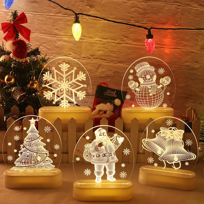 Modern 3D LED Night Lights for Christmas Holiday Decorative Table Decorations-Factory Wholesale