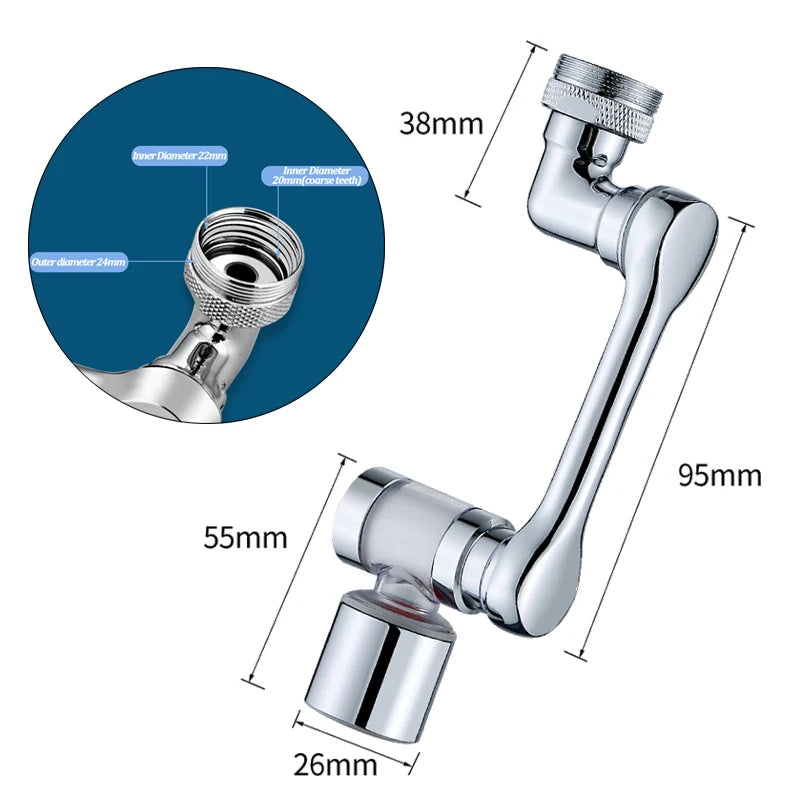 Universal Metal Copper Anti-splash Faucet Aerator 1080 Degree Full Rotating Collapsible Cotton Filter Faucet Tap Extender Spray