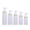 110ML 220ML Square Packaging Plastic Empty Cosmetic Bottles White Transparent Shampoo and Lotion Pump Shower Gold/Silver Edge