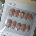 Handmade 10pcs Acrylic Fake Artificial Gel Nails Long-Lasting Removable 3D Coffin Pattern for Finger Application