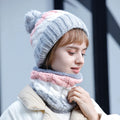 Fashionable Ladies Warm Women Beanie Knitted Winter Hat Scarves Set