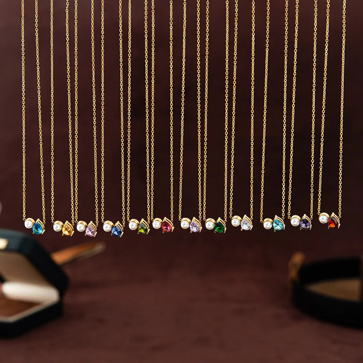 Ins Water Drop Teardrop Pearl Colorful Zircon December Birthstone Pendant Necklace Ladies BirthStone Summer Fashion Jewelry