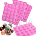 Wholesale 20 Cavity Silicone Pink Lolly Pop Party Cupcake Baking Mold Cake Pop Stick Mold Tray
