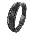 Classical Laser Blank Stainless Steel Clasp Jewelry Men Leather Bracelet Handmade Braided Multilayer Leather Bracelets OT-147