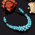 Fashion Bohemian Geometric Various Size Turquoise Beaded Wrapped Braided Short Necklace Hand-woven Jewelry Clavicle Chain Female