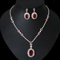 Jewelry Set Earrings Pendant Necklace Set Silver Plated AAA Oval Crystal Cubic Zirconia Brass Trendy Zircon Base Women's Party