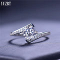 Silver 925 Original Brilliant Cut 1 Carat Diamond Test Past D Color Moissanite Eternal Love Wedding Ring for Women Fine Jewelry
