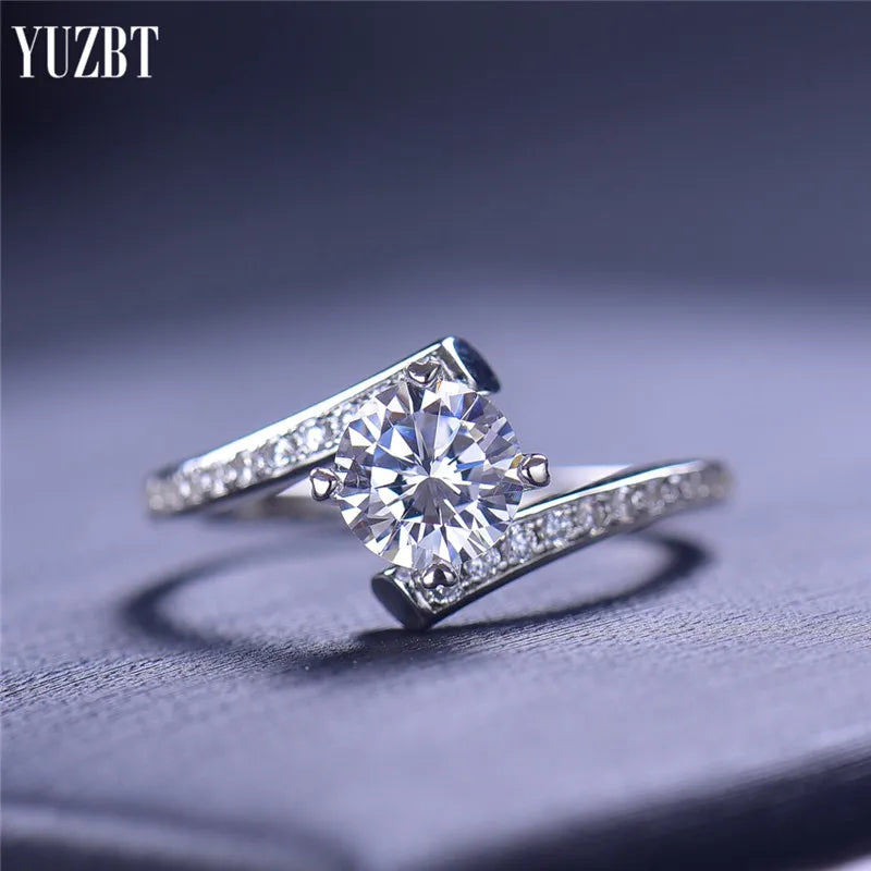 Silver 925 Original Brilliant Cut 1 Carat Diamond Test Past D Color Moissanite Eternal Love Wedding Ring for Women Fine Jewelry