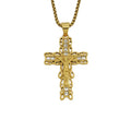 Hip Hops Men Religious Jewelry Stainless Steel Jesus Christ Cross Gold Rhinestone Zircon Necklace Pendant