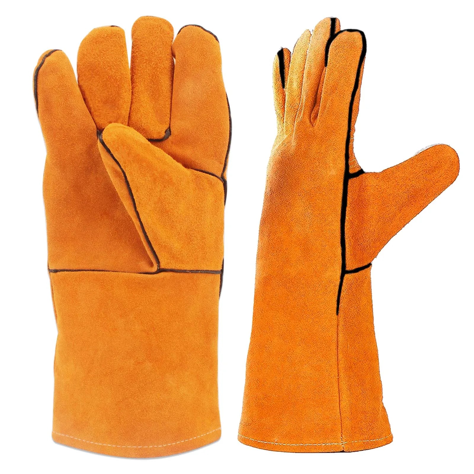 Leather Forge Welding Gloves Heat/Fire ResistantMitts for BBQOvenGrillFireplaceTigMigBakingFurnaceStovePot Holder