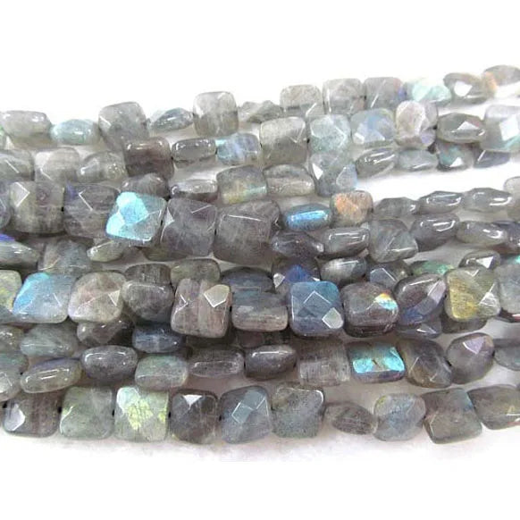 LA5003 Faceted Labradorite Gemstone Flat Square Box Beads for Jewelry Making