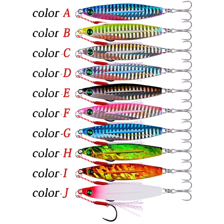 Metal Jig 10g 14g 21g 28g 40g Fishing Lure Assist Jigging Hooks Lures Pesca Mar Slow Pitch Jigging Lure
