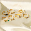 Anillo Ajustable Minimalist 18K Gold Plated Ring Waterproof Tarnish Free Stainless Steel Zircon Open Finger Adjustable Ring