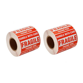 Adhesive Custom Warning Sign Sticker Roll Handle with Care Fragile Box Packing Shipping Mark Labels Packaging Labels Waterproof