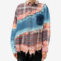 Custom Vintage Casual Long Sleeve Breathable Anti-Wrinkle Eco-Friendly Distressed Cotton Panel Mix Flannel Shirt Men