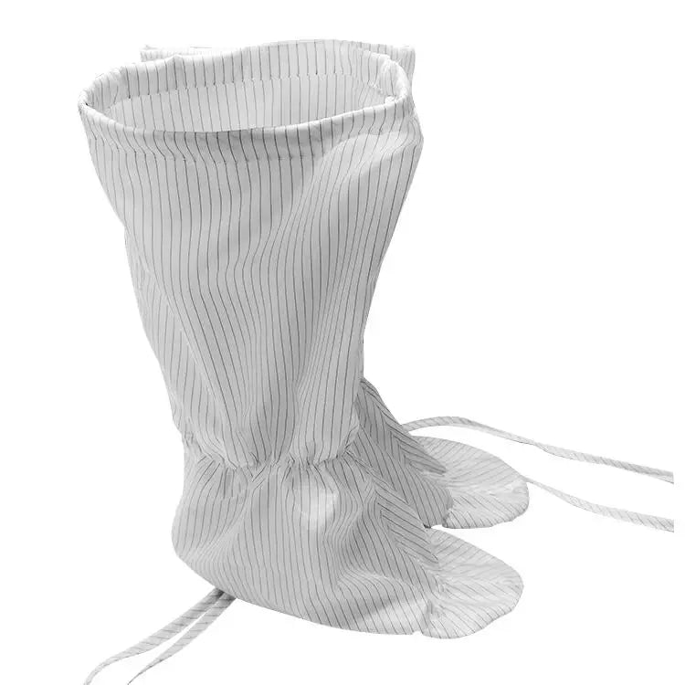 ALLESD Favorable Price Long White PVC+ESD Stripe Fabric Non-Slip Antistatic Shoe Cover Safety Cleanroom Boot ESD Working Boots