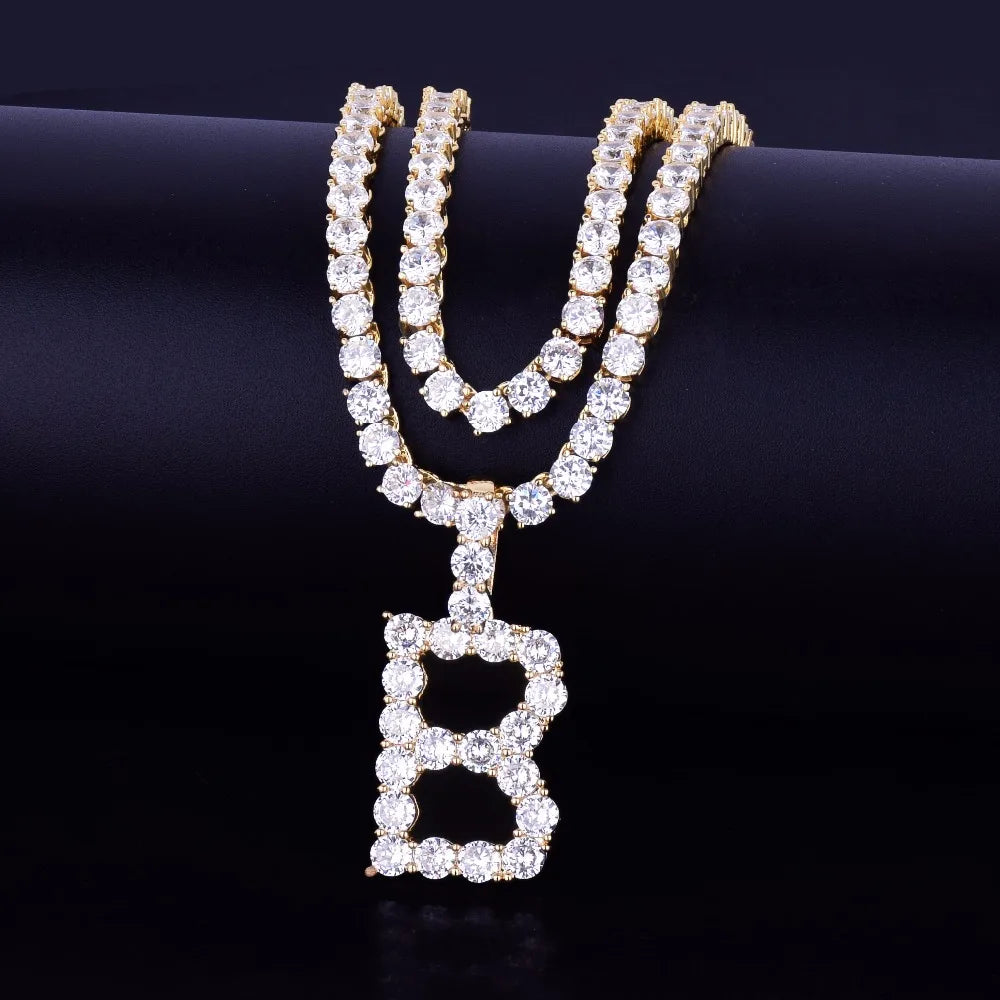 Iced Out Hip Hop Jewelry Diamond Initial Bubble Letter Custom Necklace Pendant Gold and Silver Necklace