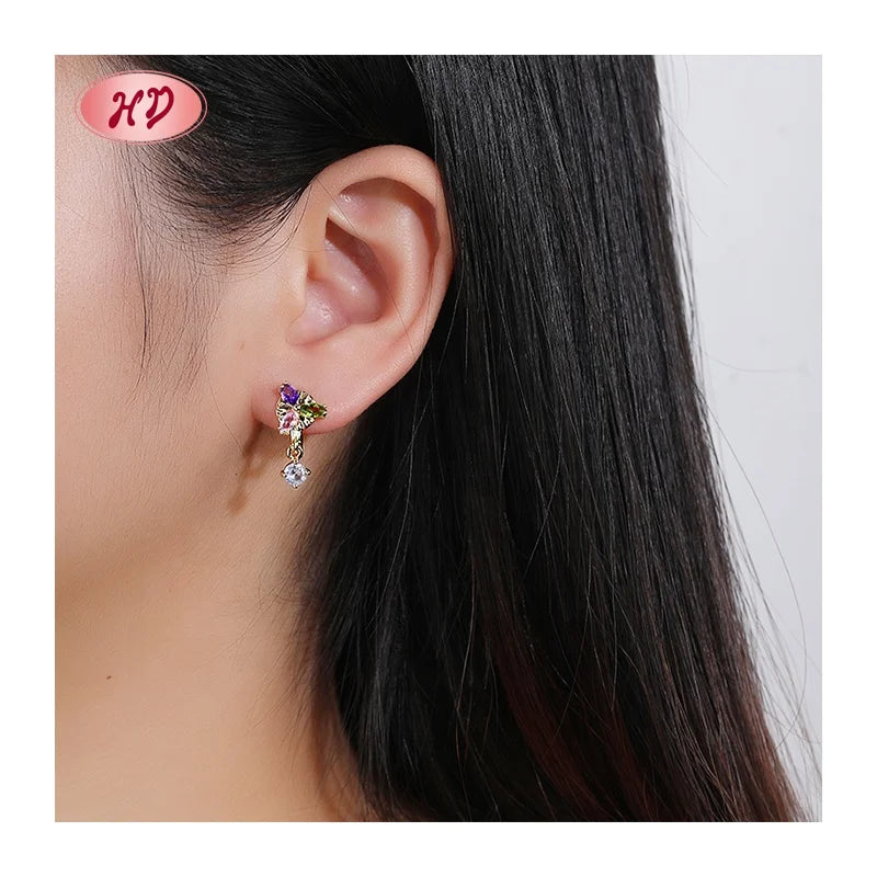 Joyeria Luxurious 18K Laminated Gold Plated Brass Hoop Earrings With Cubic Zirconia for Wholesale Earrings Women