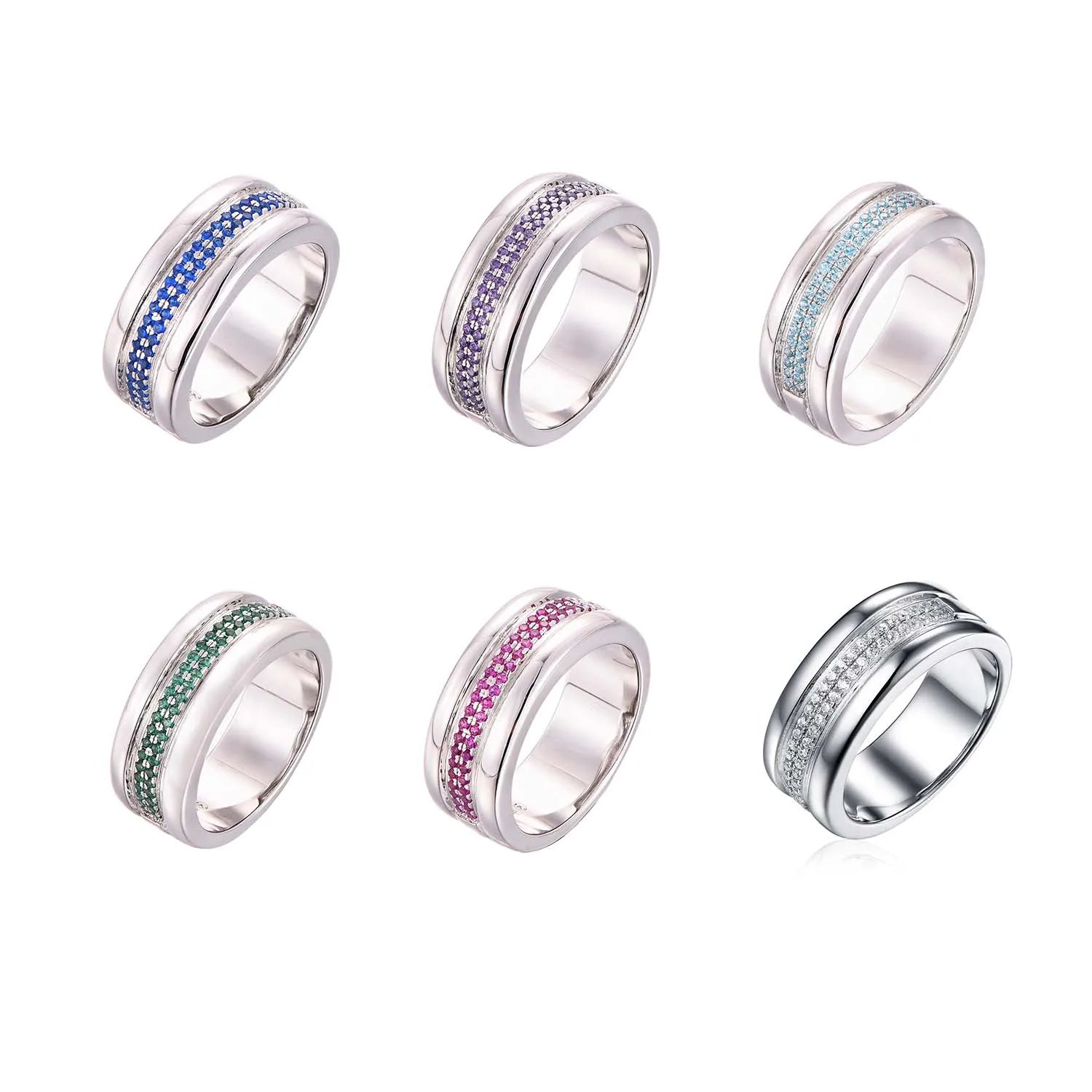 Qingxin CUSTOM OEM Fine Jewelry 925 Silver Cubic Zircon Men Ring for Women Luxury Wedding
