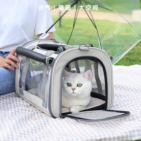 Stylish Eco-Friendly Portable Nylon Pet Carrier with Zipper Closure Solid Pattern Dog and Cat Cage 46x30x30cm