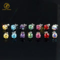 925 Sterling Silver 8MM Colorful Moissanite Earrings Pass Diamond Tester with 4 Prongs Push Back Gold Plating for Men and Women