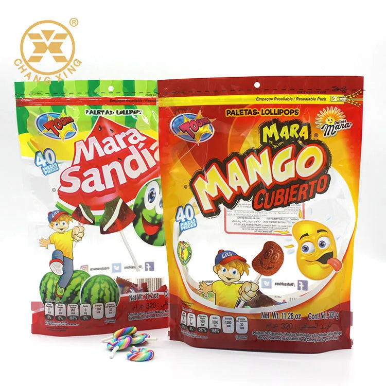 Gravure Print Plastic Transparent Good Price Lollipop Candy Bags Custom Stand up Zipper Bag