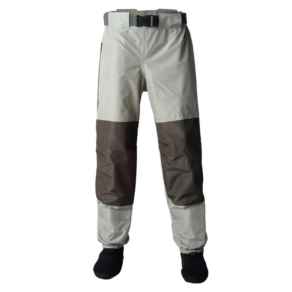 Men's/Women's Durable 3-Layer Fishing Waist Waders Breathable and Waterproof with Neoprene Knee Pad