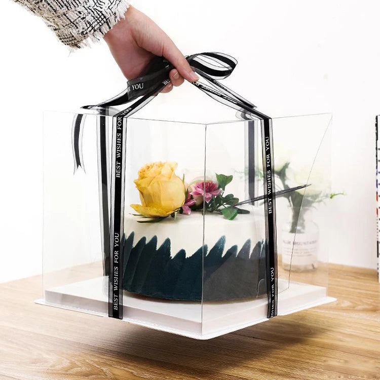 2024 New Products Birthday Wedding Transparent Square Cake Boxes