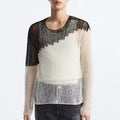 Custom Logo Summer Top for Men Thin Breathable Textured Open-Knit Sweater with Long Sleeves Mesh Hollow Out Knitwear Design
