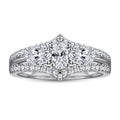 Three Oval Shaped Stone Engagement Wedding Rings 925 Silver Diamond Ring