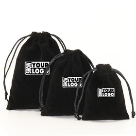 Free Hang Tags Custom Logo Printed Natural Eco Blank Velvet Drawstring Tote Mini Bag White Shopping Bag