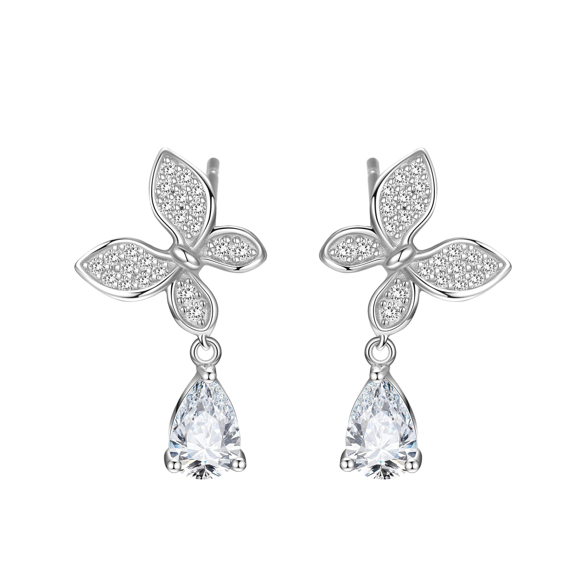 Butterfly Earrings 925 Sterling Silver Cubic Zirconia Drop Stud Dangle Fashion Design Set for Women Girl Fine Jewelry Wholesale