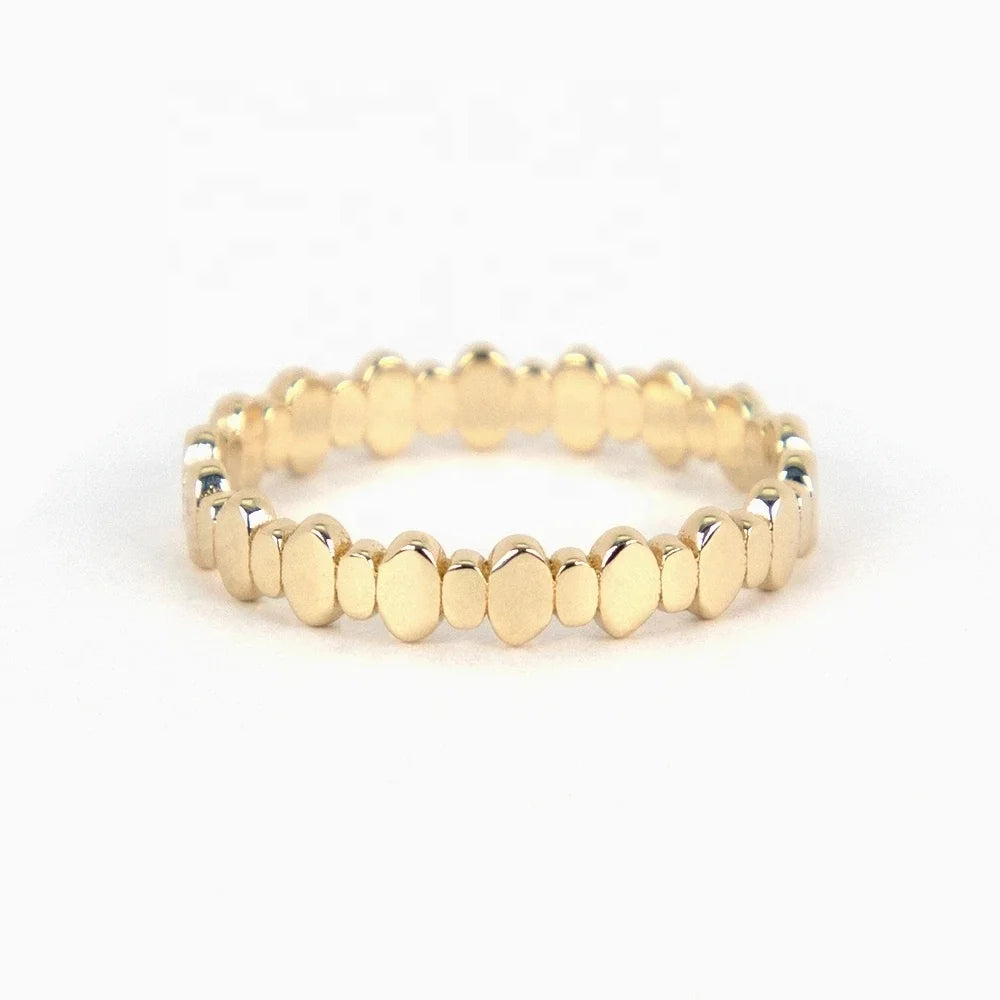 LOZRUNVE 18k Gold Simple Deisgn Plain Sterling Silver 925 Metal Eternity Band Ring